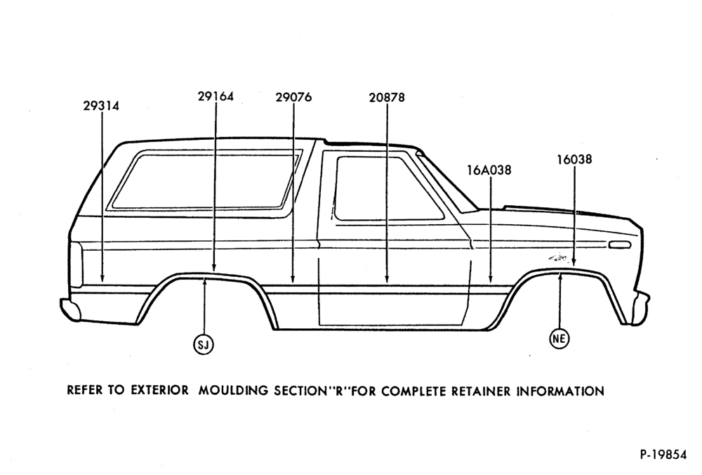 Схема MOULDINGS BODY SIDE LOWER "FROM 10/90"
