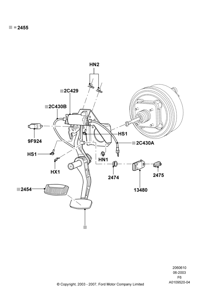 Схема Педали тормоза и сцепления, Adjustable Accl/Brake Foot Pedals, With Adjust Accl/Brk Foot Pedals-HD; 02.06.2003–18.08.2008