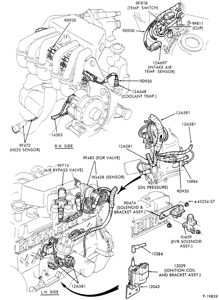 Схема ELECTRICAL SYSTEMS-Wiring battery and related parts- engine-L.H. & R.H.-6 cyl. 300 (4.9L)-F150/350