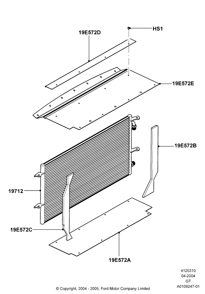 Схема Конденсатор и компрессор кондиционера, Condenser Assy; 30.06.2004