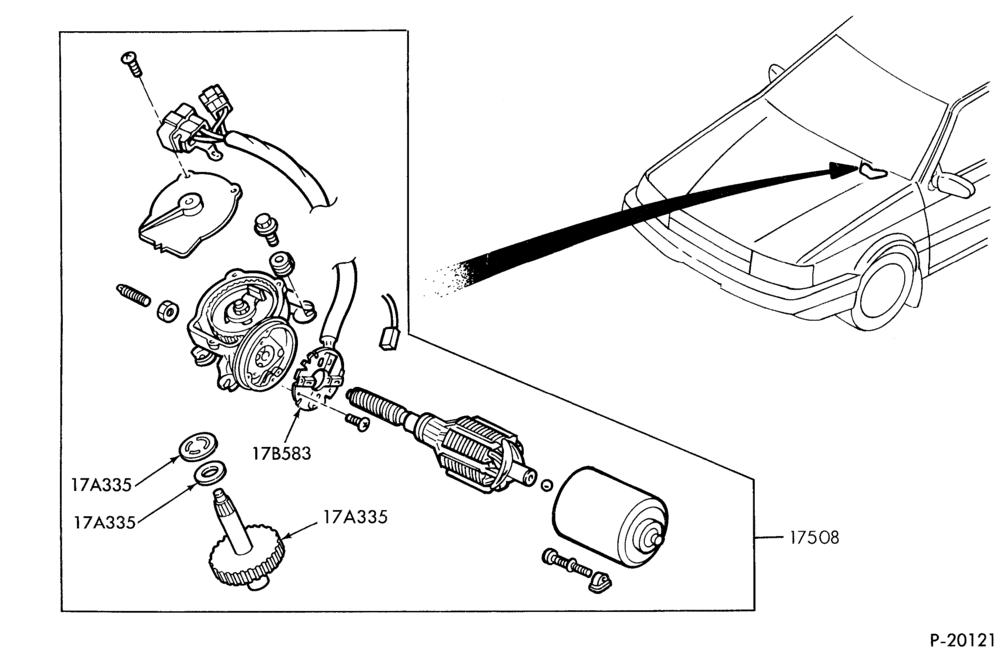 Схема SPEEDOMETER, BUMPERS, MIRRORS AND WIPERS-Windshield - wiper motor