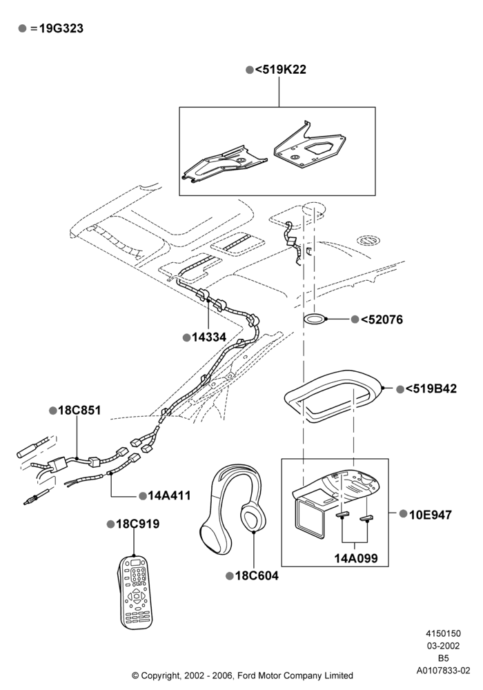 Схема Family Entertainment System, (+)"CDN/USA", Less Sun Roof, Less Television Package, Accessory Type; 18.03.2002–02.08.2006