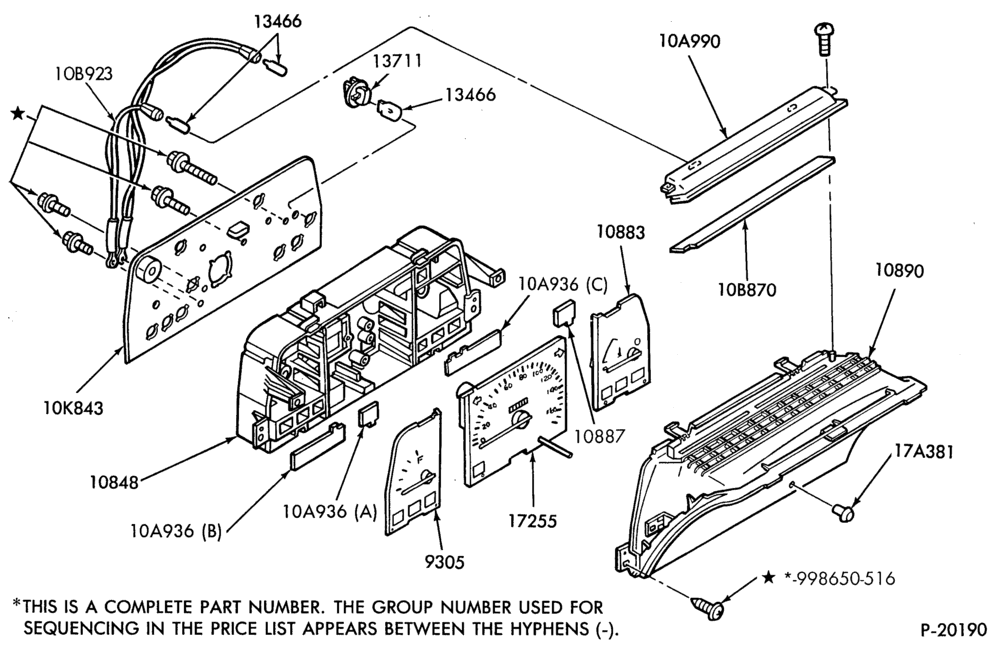 Схема Стартер, IGNITION AND HEADLAMP SWITCHES-Instrument cluster and related parts - w/o tachometer