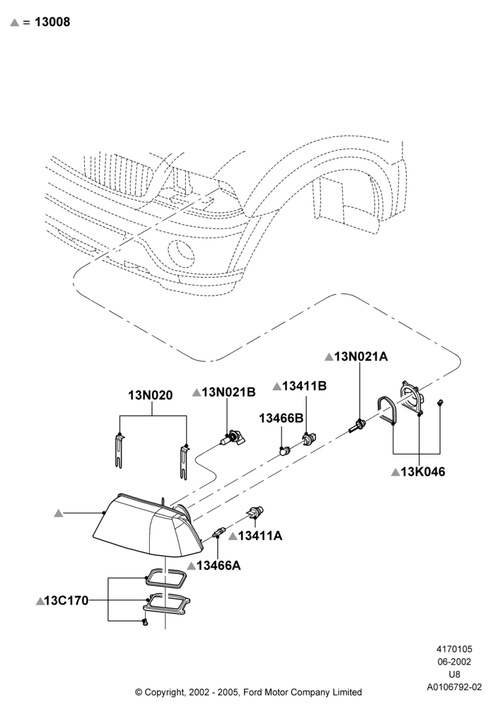Схема Фары и передние указатели, High Intensity Discharge Headlamp; 03.09.2002–05.08.2005
