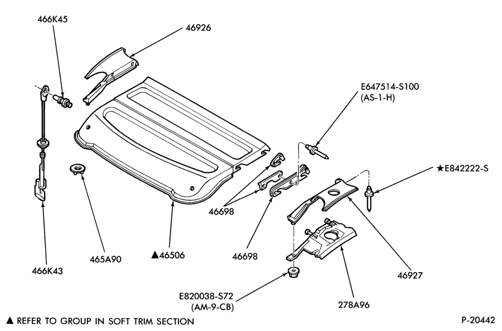 Схема SOFT, INTERIOR TRIM-Interior trim panels - rear package tray sun blinds and trim panels