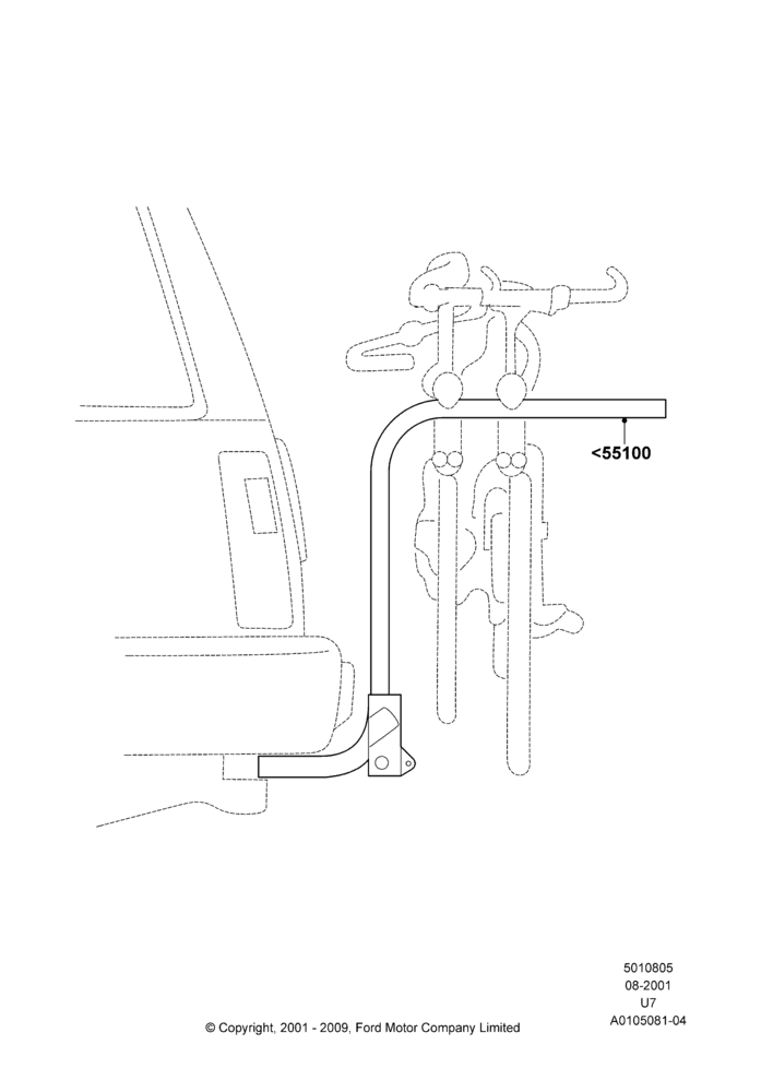 Схема Багажники на крышу, Accessory, Rear Hitch Mount Bike Rack; 31.01.2000–09.05.2003