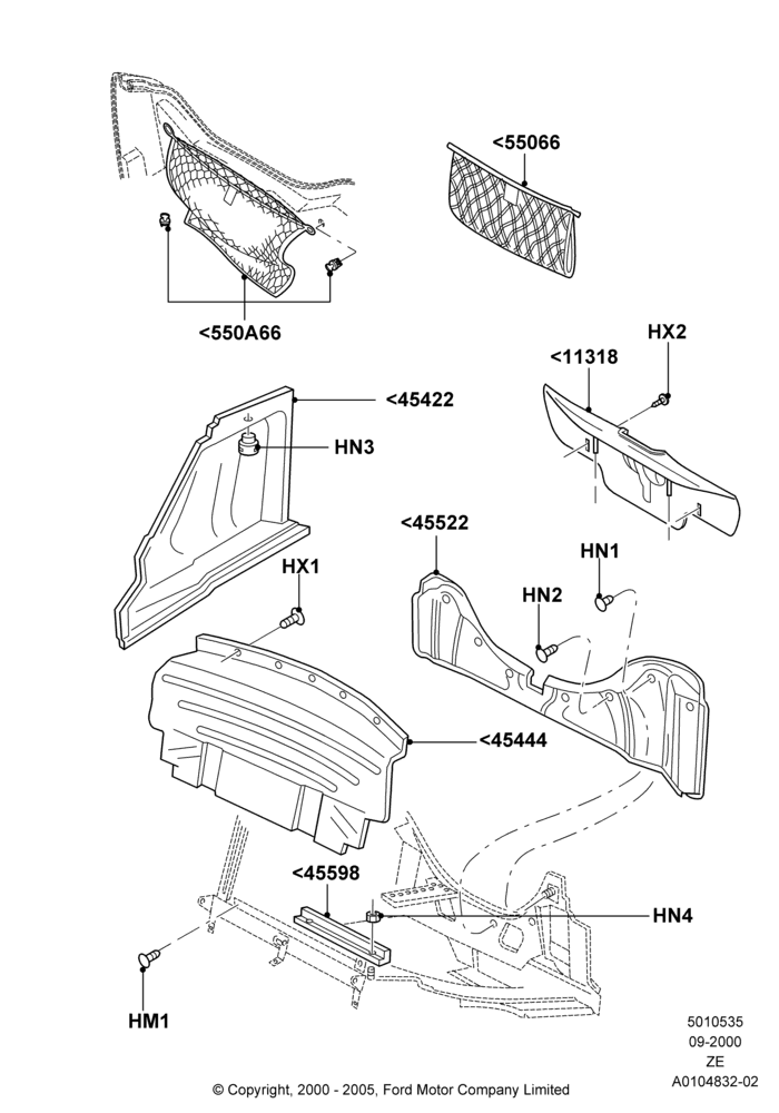 Схема Load Compartment Trim, Convertible; 18.09.2000–12.05.2004