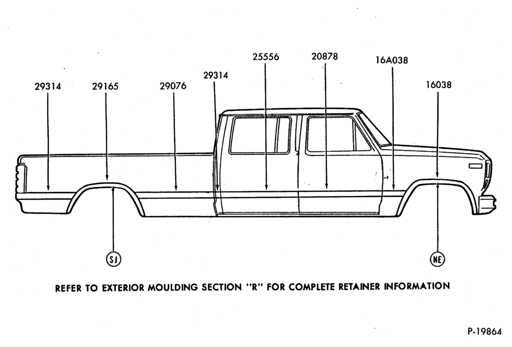 Схема MOULDINGS BODY SIDE LOWER (CREW CAB)