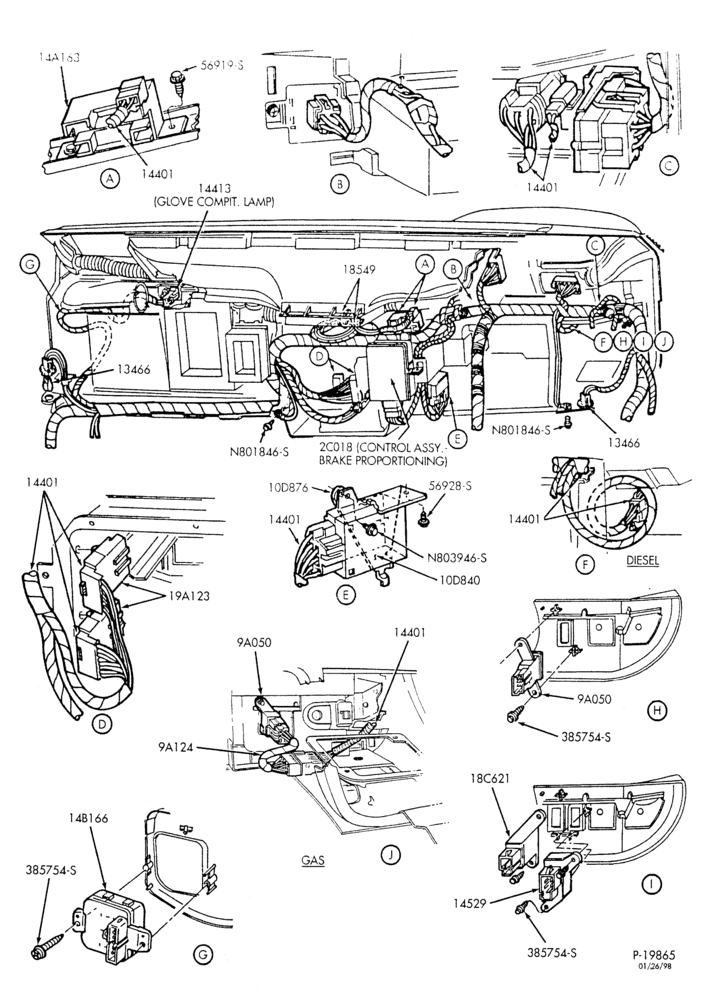 Схема ELECTRICAL SYSTEMS-446 (7.3L)- instrument panel-F150/350,