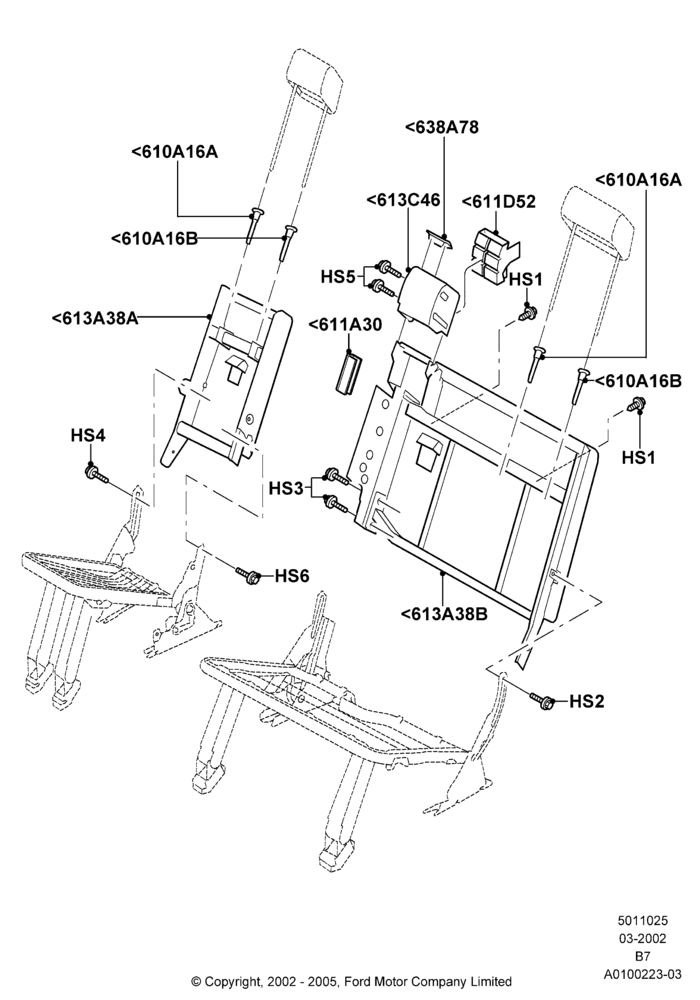 Схема Спинка заднего сиденья, With Third Row Power Folding Seat; 18.03.2002–02.08.2006
