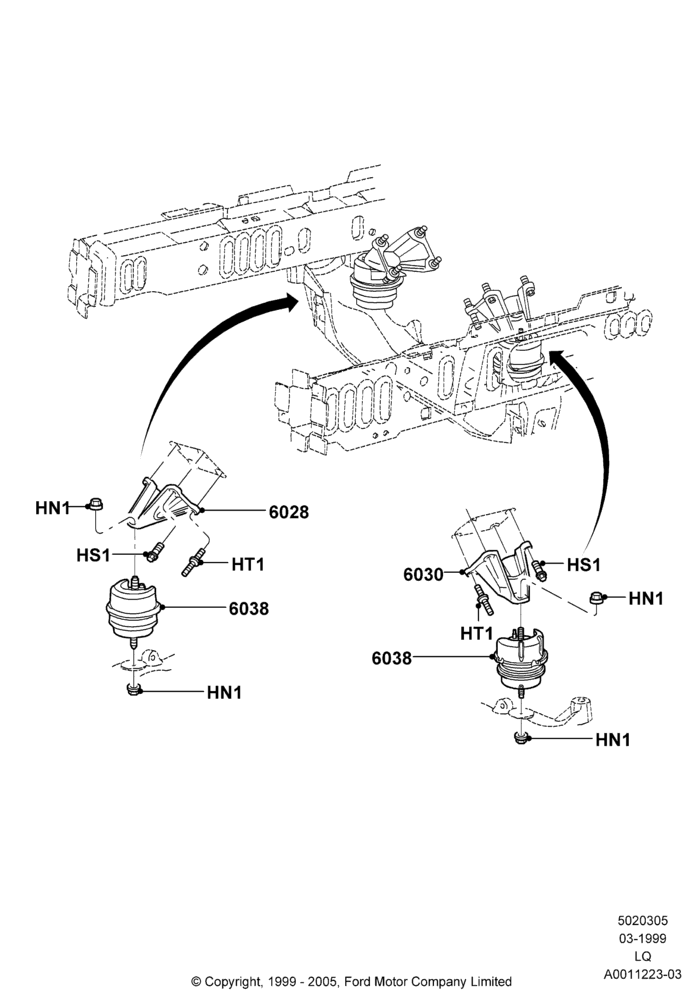 Схема Опоры двигателя, 3.9L Dohc EFI NA V8 Gas*HP; 22.03.1999–13.04.2006