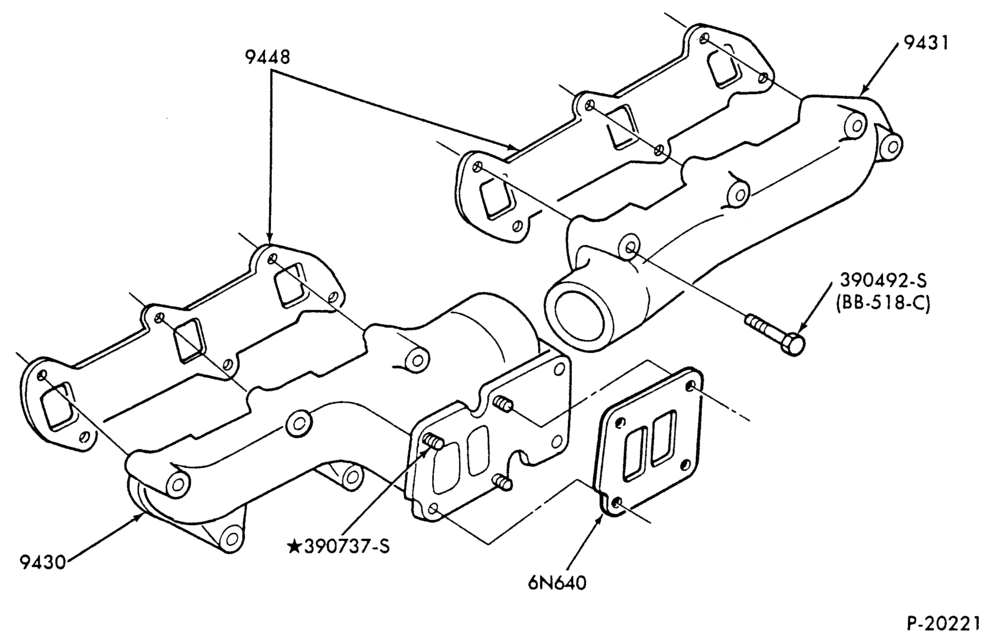 Схема 6 CYL. 6.6L (401 C.I.D.) AND 7.8L (474 C.I.D.) DIESEL-Manifold-Exhaust