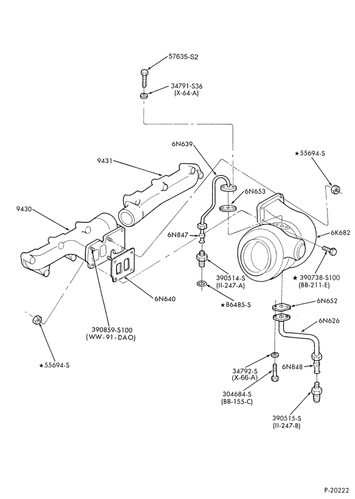 Схема 6 CYL. 6.6L & 7.8L DIESEL-Turbocharger, manifold and related parts - Air to air intercooler
