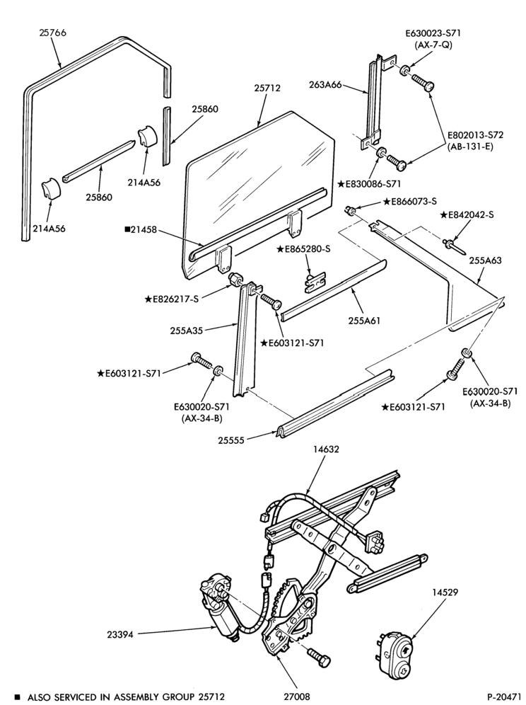 Схема BODY SIDES AND QUARTER-Rear door - window mechanism