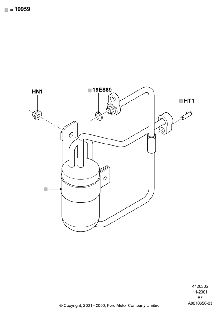 Схема Осушитель кондиционера (перед), Manual Air Conditioning; 18.03.2002–02.08.2006