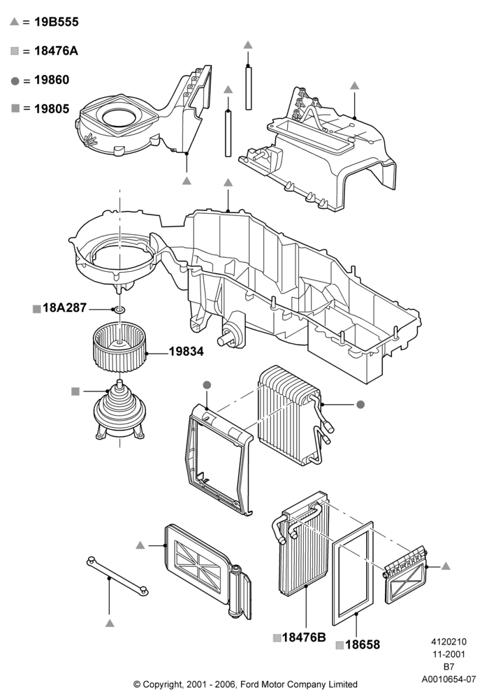 Схема Климат — внутренние компоненты, HD ATC Air Conditioning; 18.03.2002–02.08.2006