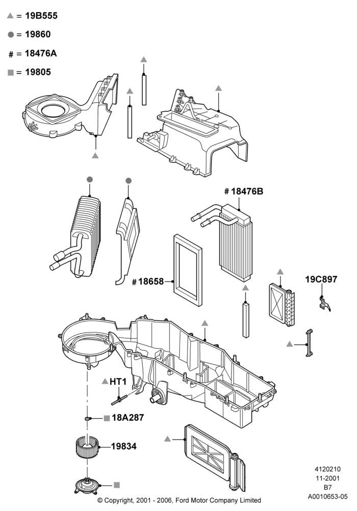 Схема Климат — внутренние компоненты, Manual Air Conditioning, With Auxiliary Air Conditioning; 18.03.2002–02.08.2006