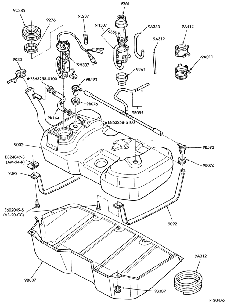 Схема 6 CYL. 2.9L (177 C.I.D.)-Fuel system-tank installation
