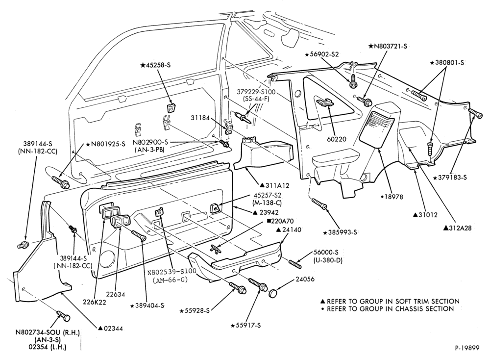 Схема SOFT, INTERIOR TRIM-Interior trim panels - body type 61