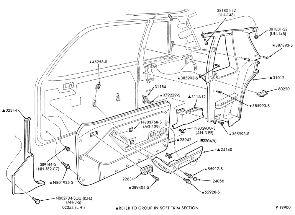 Схема SOFT, INTERIOR TRIM-Interior trim panels - body type 66