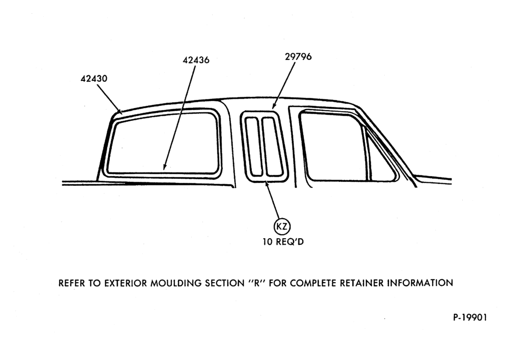 Схема MOULDING BACK AND QUARTER WINDOW