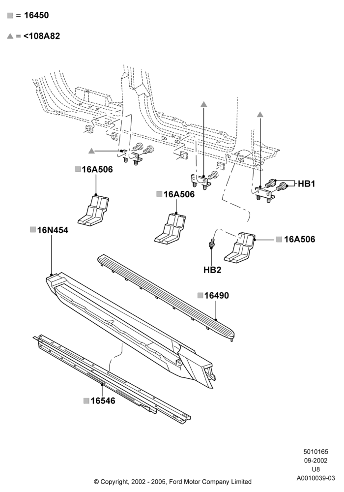 Схема Подножки, Moulded Running Board; 03.09.2002–05.08.2005