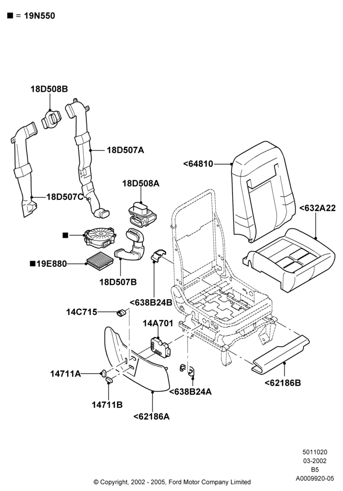 Схема Подушки и обогрев передних сидений, With Temp Control Passenger Seat; 18.03.2002–02.08.2006