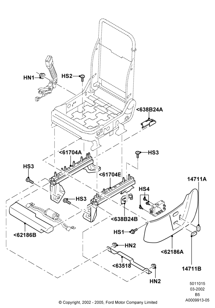 Схема Основание переднего сиденья, Less Temp Control Driver Seat; 18.03.2002–02.08.2006