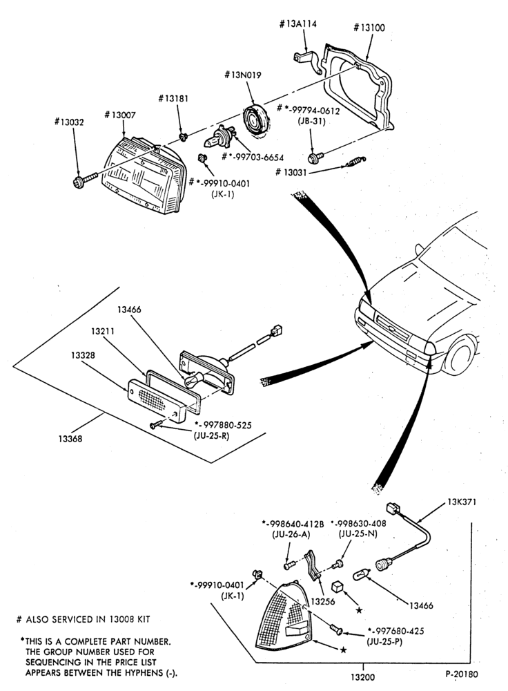 Схема LAMPS-Headlamp, parking, fog and front fender side marker
