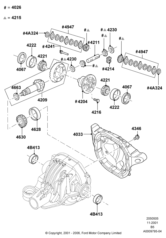 Схема Редуктор заднего моста — компоненты, Rear Axle Limited Slip Differential; 18.03.2002–02.08.2006