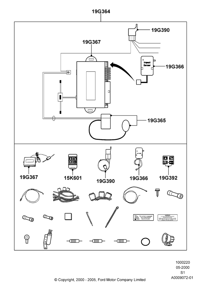 Схема Комплект дистанционного запуска, (+)"USA", Automatic Transmission, Non-Power Code Systems; 31.01.2000–19.08.2002