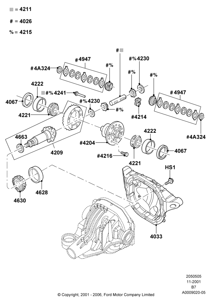 Схема Редуктор заднего моста — компоненты, Rear Axle Limited Slip Differential, With 8.8 Axle; 18.03.2002–02.08.2004