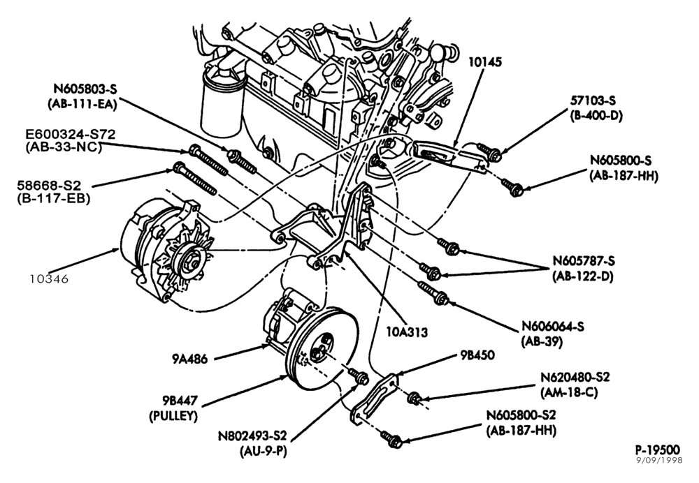 Схема ALTERNATORS-(7.3L) Diesel- B-R-6 cyl. 177 (2.9L)