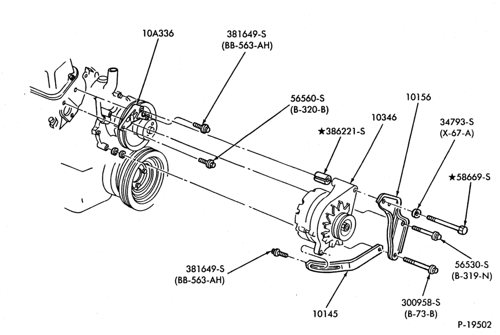 Схема ALTERNATORS-(5.0L)- F150/250 and U150-8 cyl. 302 (5.0L)-w/E.F.I.