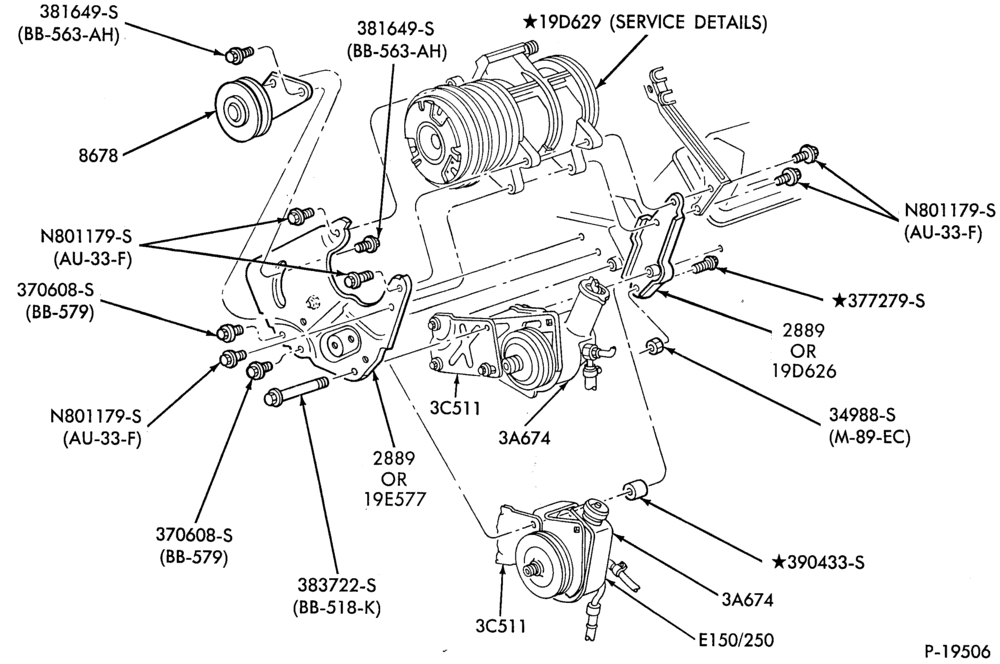 Схема AIR CONDITIONING-Bezels and Controls  - built - Super/Van Wagon - HR-8 cyl. 302 (5.0L)-E.F.I.-E150/250