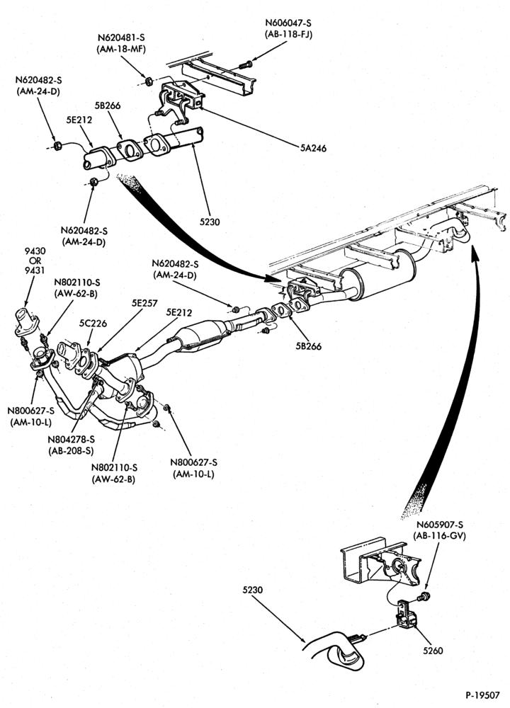 Схема EXHAUST SYSTEM-EXHAUST SYSTEM- 6 cyl. 183 (3.0L)-A