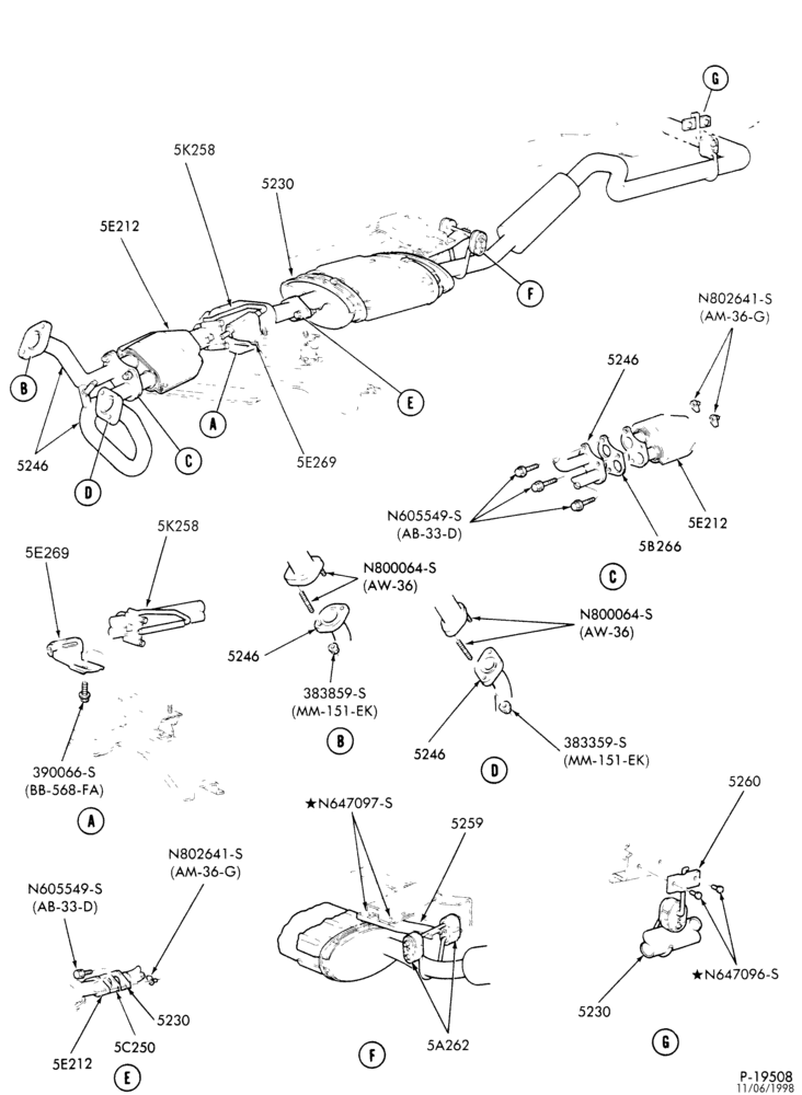 Схема EXHAUST SYSTEM-EXHAUST SYSTEM- 6 cyl. 177 (2.9L)-B