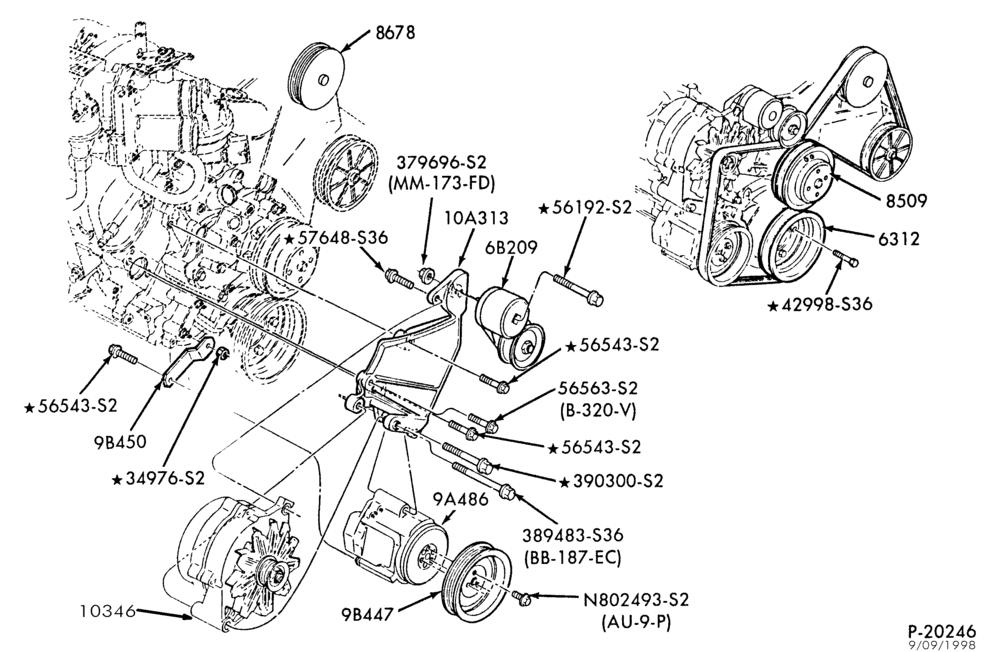 Схема ALTERNATORS-(5.0L)- E-F150/250 and U150-8 cyl. 302 (5.0L) and 351W