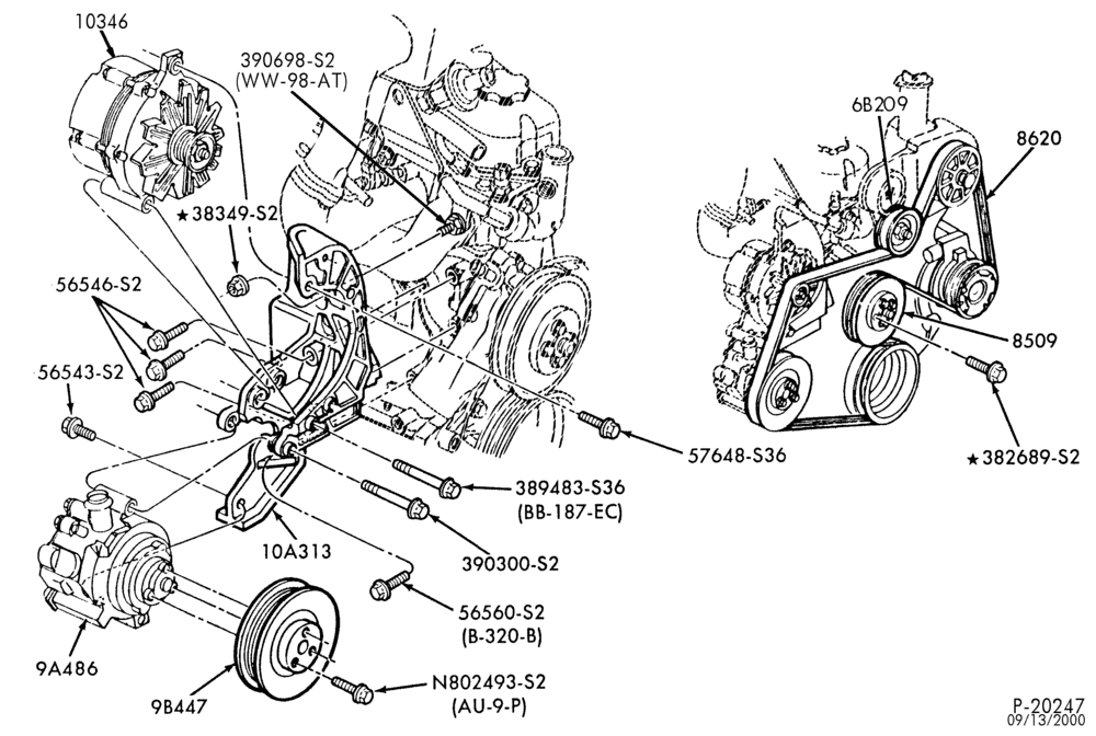 Схема ALTERNATORS-Alternator  - Motorcraft 100 amp.- E-F150/350 and U150-6 cyl. 300 (4.9L)-E.F.I.