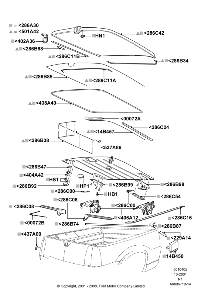 Схема Кузов пикапа и тент, Power Tonneau Cover; 15.10.2001–29.08.2002