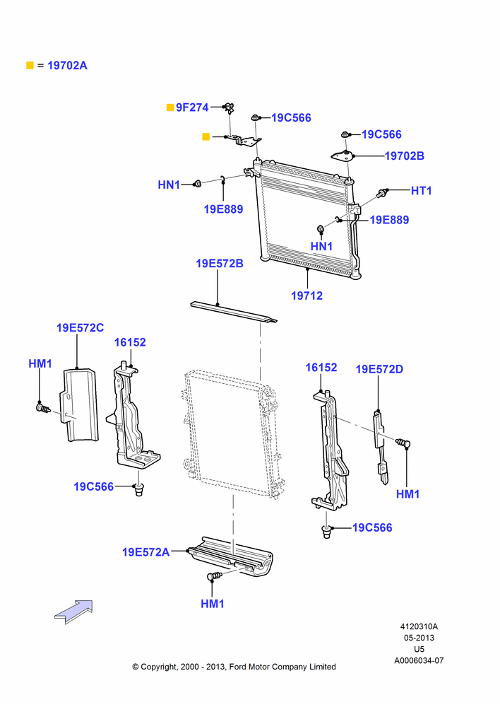 Схема Конденсатор и компрессор кондиционера, Condenser Assy; 13.11.2000–19.07.2005