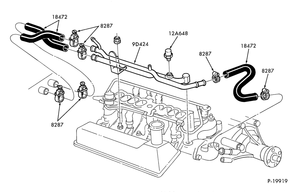 Схема AIR CONDITIONER-Heater hose installation- without EGR cooling