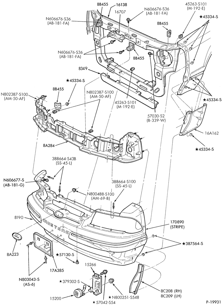 Схема Радиатор, GRILL AND COOLING-RADIATOR GRILLE & RELATED PARTS- Except "GT"