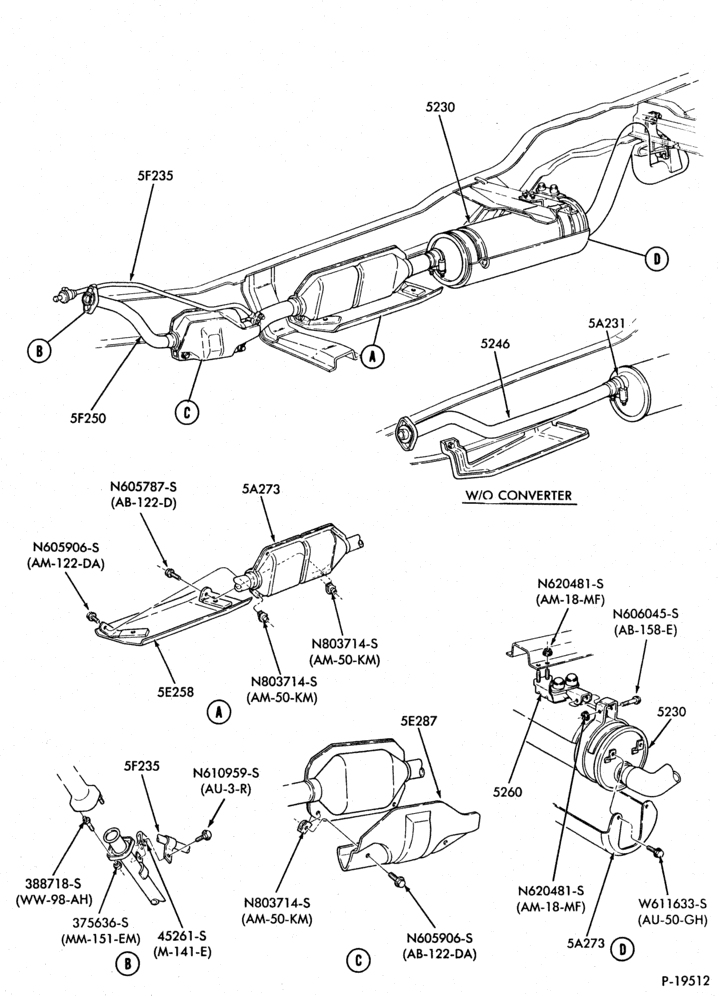 Схема EXHAUST SYSTEM-EXHAUST SYSTEM- 6 cyl. 300 (4.9L)-U150