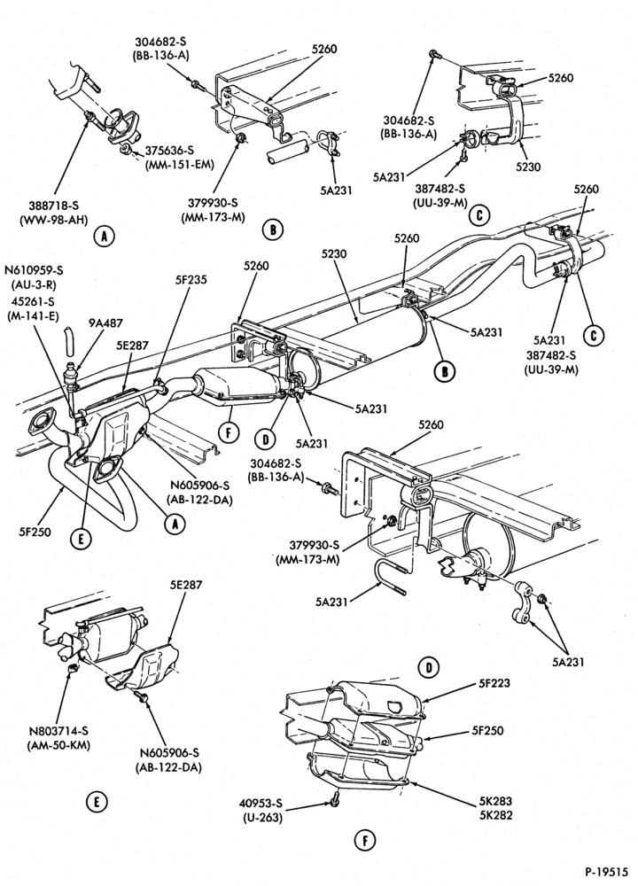 Схема EXHAUST SYSTEM-(1985/86)-302 (5.0L) - Calif.-E150/250