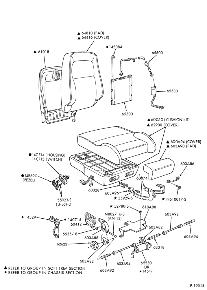 Схема SEATS-Front seat parts  - bucket- sport - regular cab-R