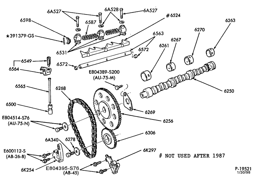 Схема 6 CYL. 2.9L 177 (C.I.D.)-Camshaft gear and bearings