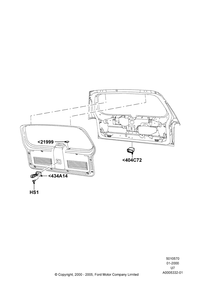 Схема Back Door/Tailgate Trim Instllation; 31.01.2000–09.05.2003