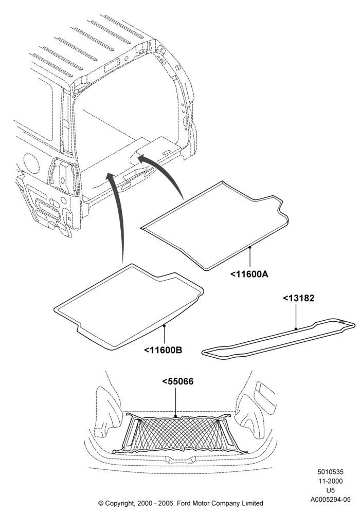 Схема Load Compartment Trim, Ford Series, Accessories; 13.11.2000–19.07.2005