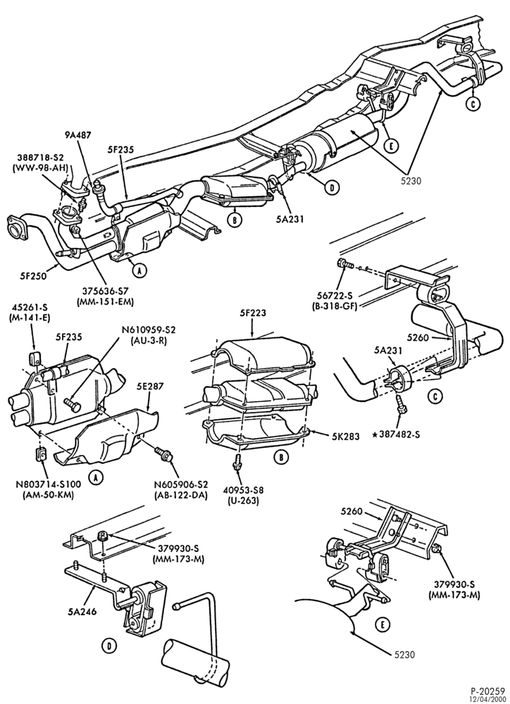 Схема EXHAUST SYSTEM-EXHAUST SYSTEM- 6 cyl. 300 (4.9L) - E.F.I.-E150/350